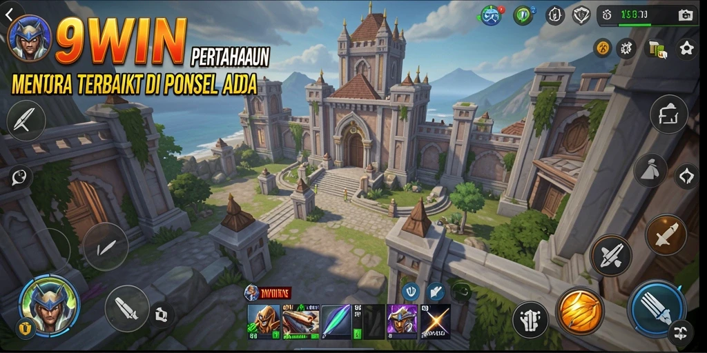 Screenshot gameplay menampilkan pertahanan menara yang strategis di 9WIN.
