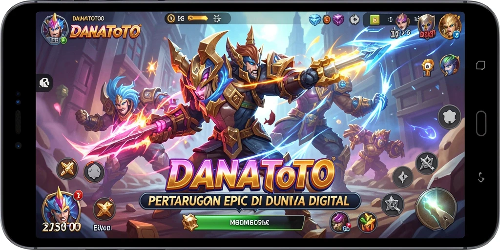 Screenshot menunjukkan pertarungan seru di arena <strong>DANATOTO</strong>.