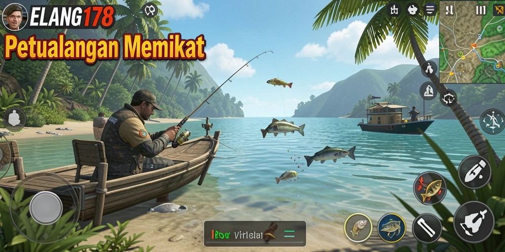Tampilan menarik screenshot gameplay ELANG178 saat memancing.