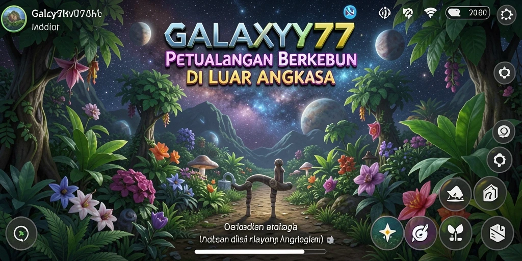 Tangkapan layar menunjukkan gameplay menanam dan merawat kebun di luar angkasa.
