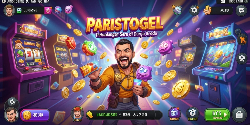 Screenshot utama PARISTOGEL menampilkan gameplay yang penuh aksi di dunia arcade.