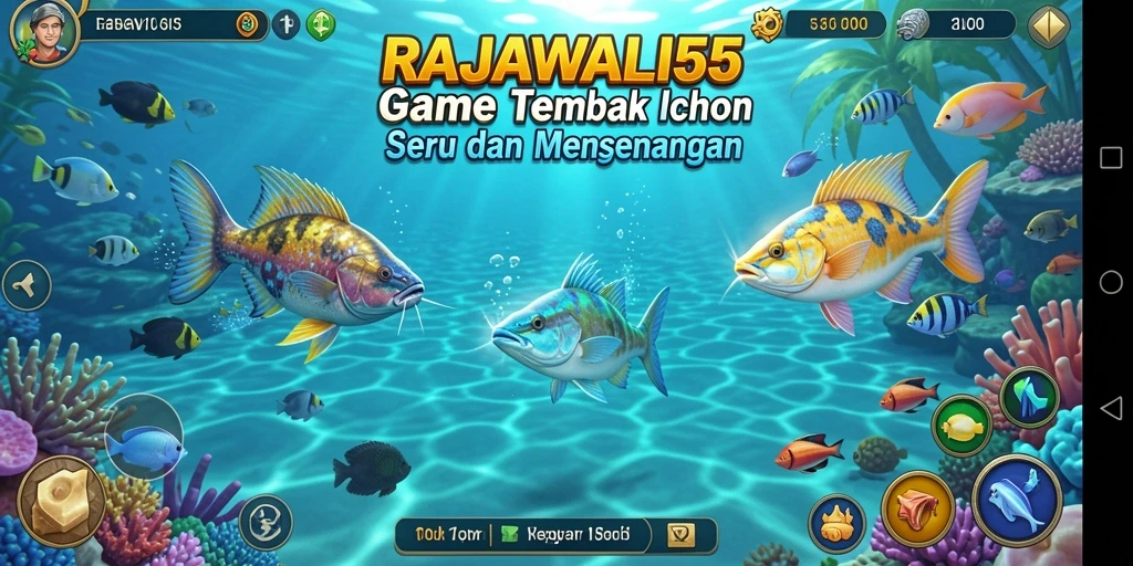 Screenshot gameplay RAJAWALI55 menampilkan aksi menembak ikan yang seru.