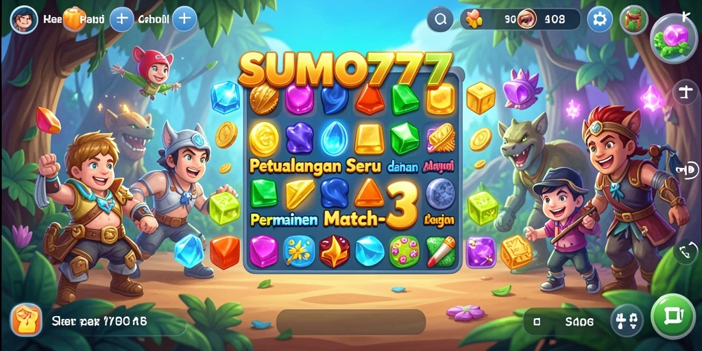 Menampilkan gameplay penuh warna dalam permainan Match-3.